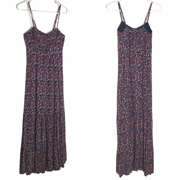 FOSSIL Multi Color Print Tiered Maxi Dress Dotted Brushstroke Size XS XSMALL - Picture 14 of 15